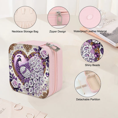 Diamond Art Painting Jewelry Organizer Box kit,DIY Peacock Jewelry Box for Adults, Portable Jewelry Case Jewelry storage Gifts