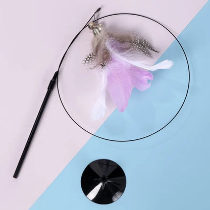 Cat Toy Cat Toys Interactive with Sucker Feather Toys for Cats Tease Sucker Stainless Steel Wire Cats Toy with Bell Pet Products