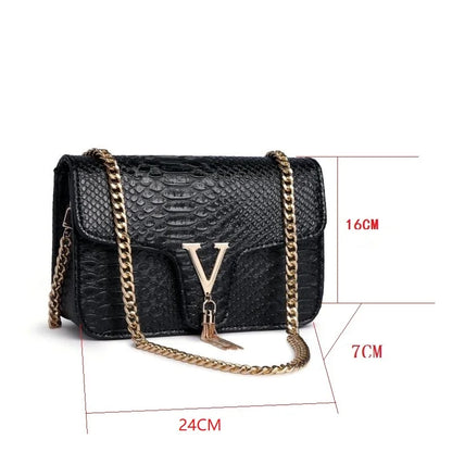 Crocodile Chain Small Crossbody Bags for Women,Black Luxury Brand Shoulder Bag,European Female Fashion Trend New Design Handbags