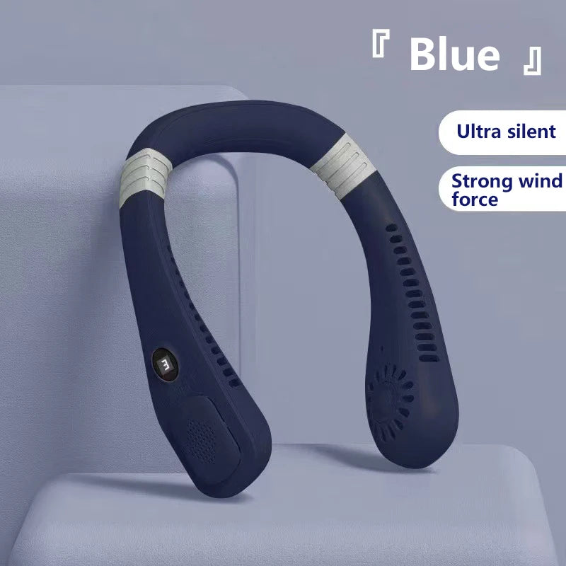Lenovo 2027 New  Mini Ultra Long Life Neck Bladeless Fan Portable Lazy Silent Fan Usb Charging Student Sports Office