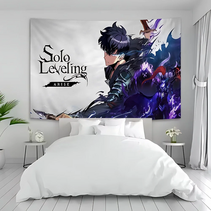 Solo Leveling Anime Cartoon Tapestry Art Science Fiction Room Home Decor Wall Hanging Home Decor