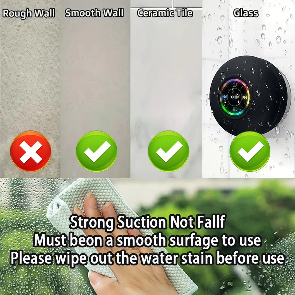 Portable Wireless Bluetooth Speaker IPX4 Waterproof Loudspeaker Outdoor Sports Bathroom Large Suction Cup Mini Stereo Sound Box