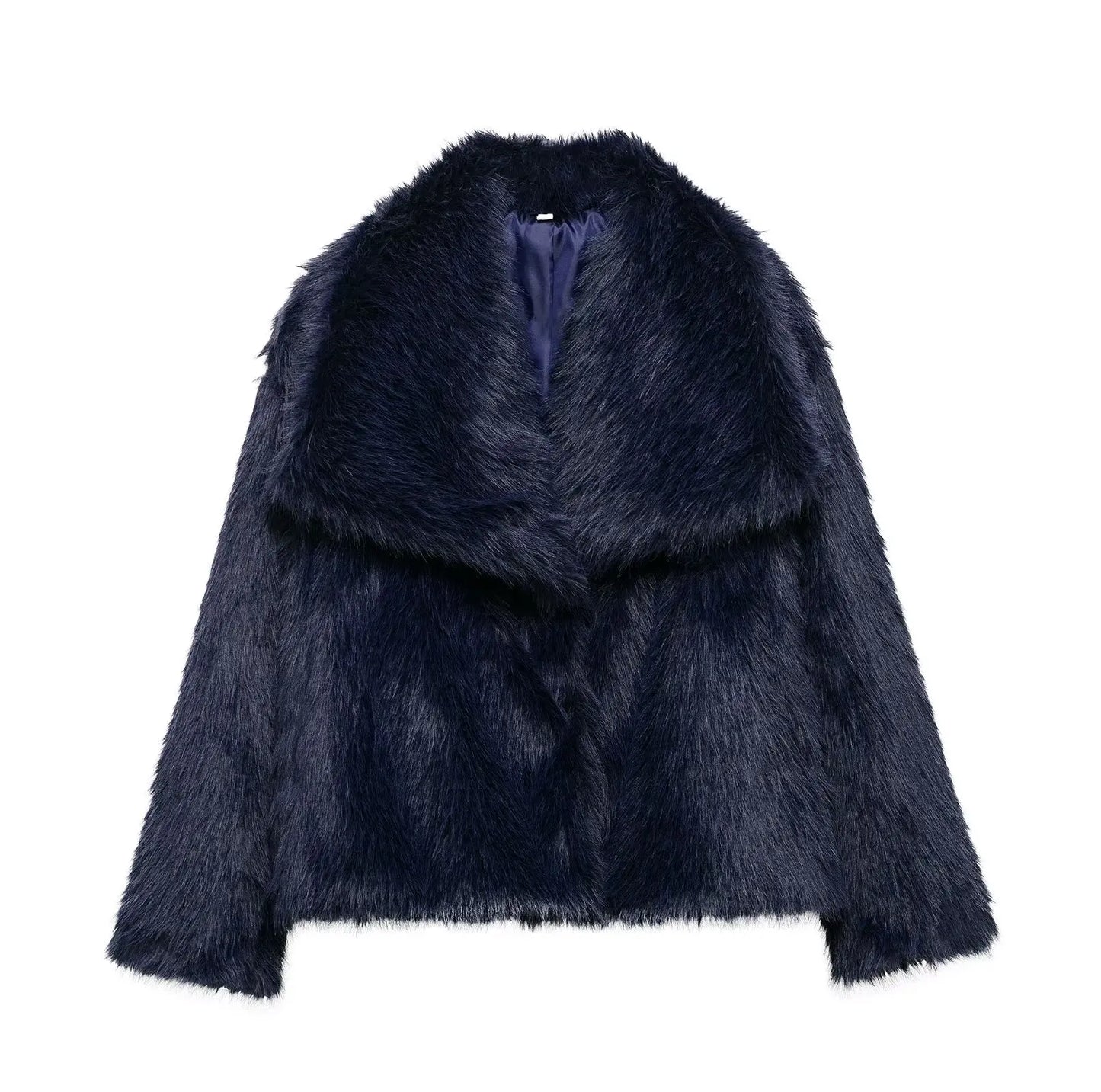 HH 2025 Winter Coats For Women Fashion New Faux Fur Long Sleeves Loose Coat Female Versatile High Street Women's Cardigan