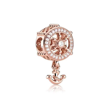 Rose Gold Plated Charms for Bracelet DIY Jewelry Making Heart Flower Strawberry Butterfly Paw Print CZ Pendant Beads Women Gift