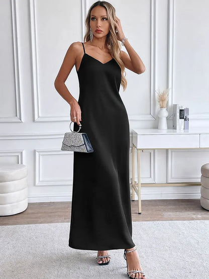 COOL BABES-2 Women's Maxi Dresses New Summer Black Sexy Deep V-neck Sling Backless Dress Female High Quality Slim Dress Clothing