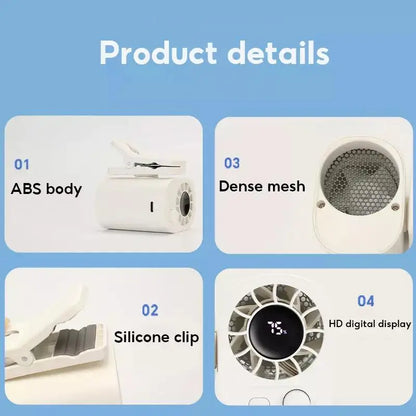 SEAMETAL Clip-On Car Fan 360° Rotatable 100-Speed Multi-Scene Portable Fan Long Service Life Lightweight USB Rechargeable