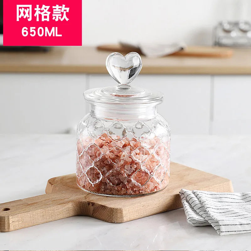 Creative Glass Sealed Jar Storage Jar Household Food Grade Glass Bottle with Lid Transparent Fruit Tank Kitchen Food Container