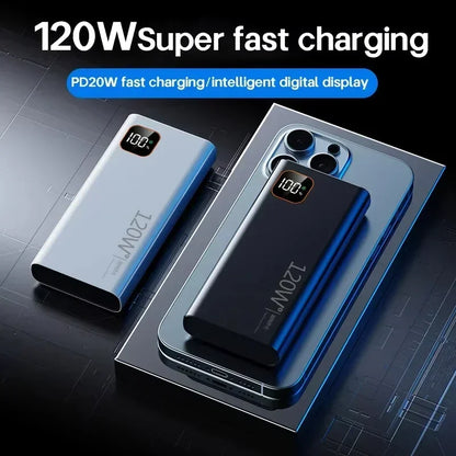 Lenovo 500000mAh Portable Power Bank 120WSuper Fast Charging Large Capacity External Battery Charger Powerbank For Xiaomi iPhone