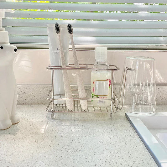 Toothbrush Holder For Bathroom - Stainless Steel Toothpaste Holder Stand, For Electric Toothbrush Stand Organizer Accessories