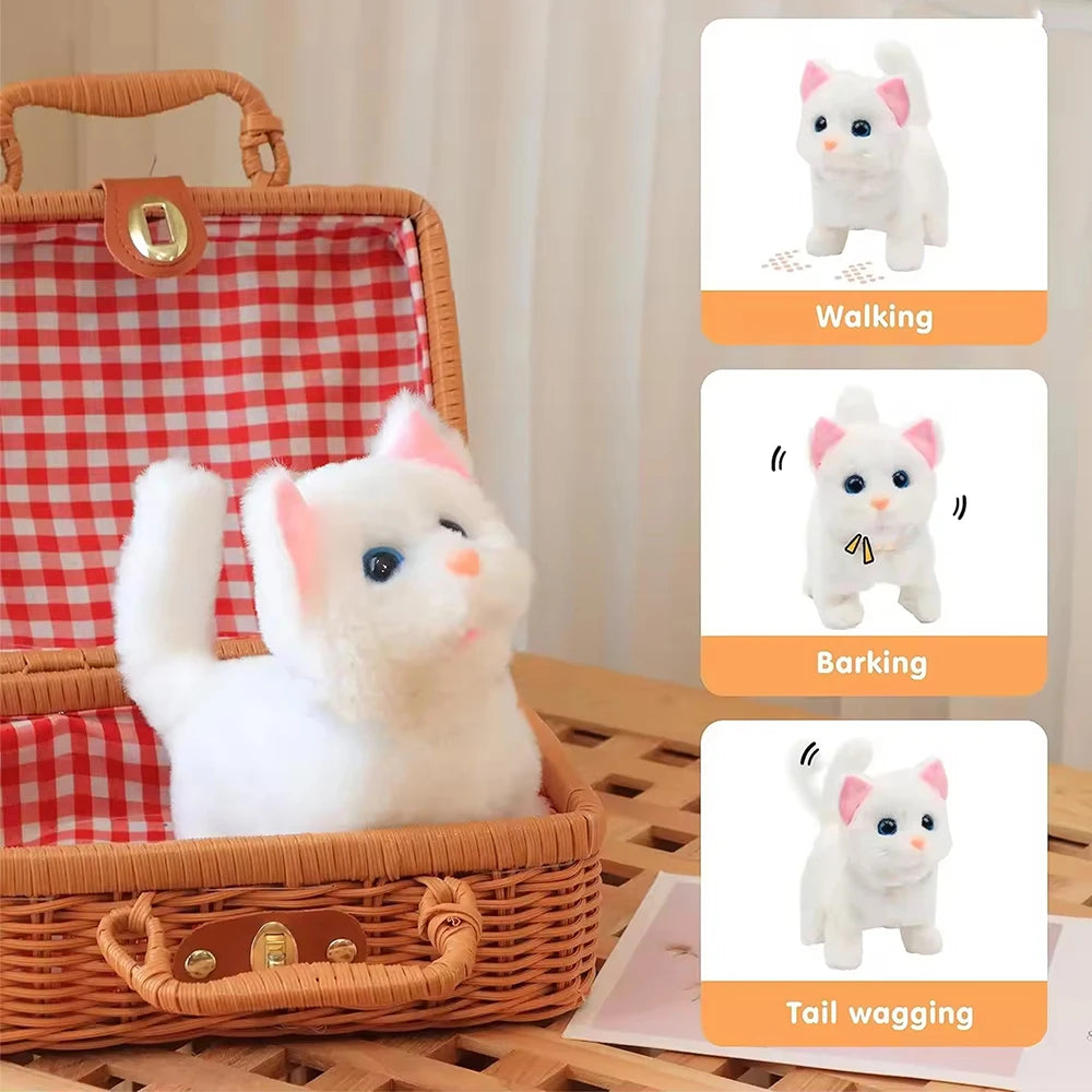 Pet Companion Battery Operated Toy Plush  pet electronic interactive toy  walking barking wagging tail Simulation model  Cat