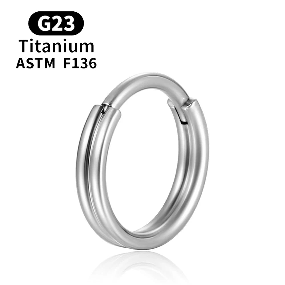ASTM F136 Titanium 16G Hinged Nose Ring CZ Septum Clicker Cartilage Hoop Earrings Tragus Rook Daith Conch Helix Piercing Jewelry