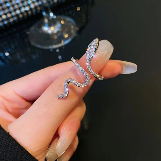 Fashion Jewelry Gold Silver Snake Ring Crystal Gift Finger Decorations Portable Vintage Rings