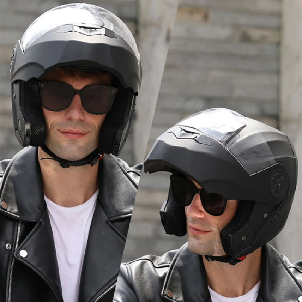 Modular Motorcycle Helmet with Double Lens & Flip Up Face Shield Professional ECE/DOT Certified Casco for All Season Riding