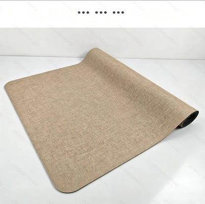 Organic Linen 5mm Natural Rubber Yoga Mat, Eco-Friendly Non-Slip, Shock Absorbing Quiet Workout Mat with Carry Strap