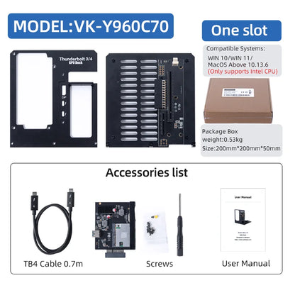 eGPU Thunderbolt 4/3 TB3/TB4 To PCIe X16  GPU Dock External Graphics USB4 NUC Laptop Gaming  Bracket