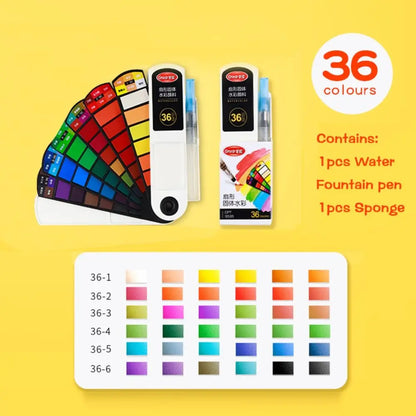 Folding Watercolor Paint Set Solid 18/24/36/42 Colors Painting Pigment Set with Water Brush Pen Watercolor Pigment Students