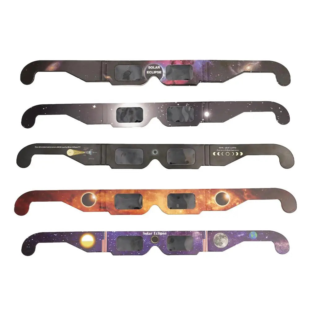 5PCS Solar Eclipse Glasses Anti-uv Glasses Safe Direct Sun Viewing Random Color Paper Frames for Adults Kids Watch Solar Eclipse