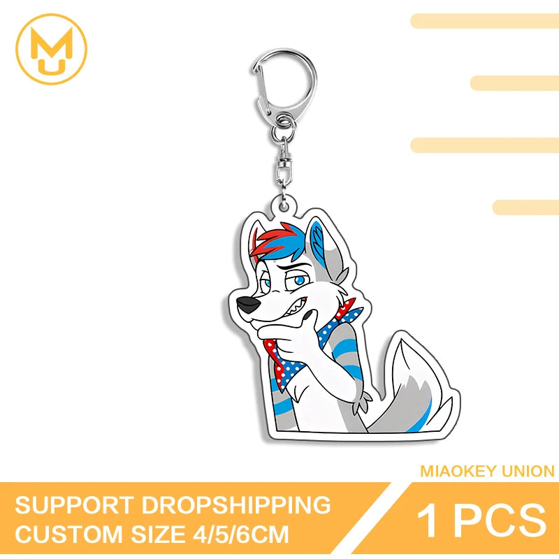 Furry Wolf Fashionable Eye Catching Lively Edgy Acrylic Keyring Charming Adorable Exquisite Anime Jewelry Accessories Gifts