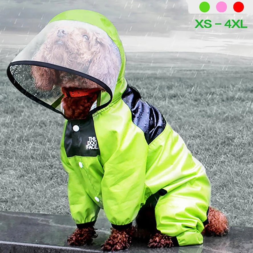 T Pet Dog Raincoat The Dog Face Pet Clothes Jumpsuit Waterproof Dog Jacket Dogs Water Resistant Clothes for Dogs Pet Coat