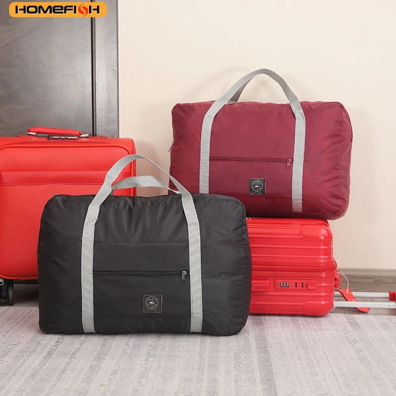 HOMEFISH Foldable Travel Tote Bag for Women, Lightweight Carry-on Luggage Bag Large Capacity Casual Sports Bag, Ideal for Short
