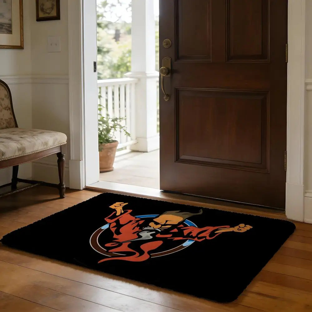 HHardcore Fashion Floor Mat Soft Flannel Absorbent Mat Non-Slip Rug Home Bedroom Bathroom