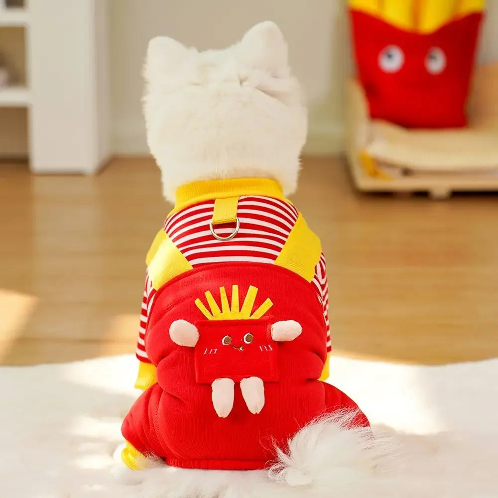 Four-legged Clothing for Pet Dogs, Medium and Large Dogs and Cats, Autumn and Winter Sweatshirts, Plus Fleece Clothing Supplies,