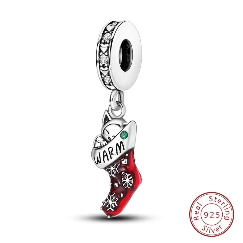Original 925 Sterling Silver Charms Beads Winter Snowflake Snowman Igloo Penguin Pendant Fit Bracelet Women Jewelry Gift