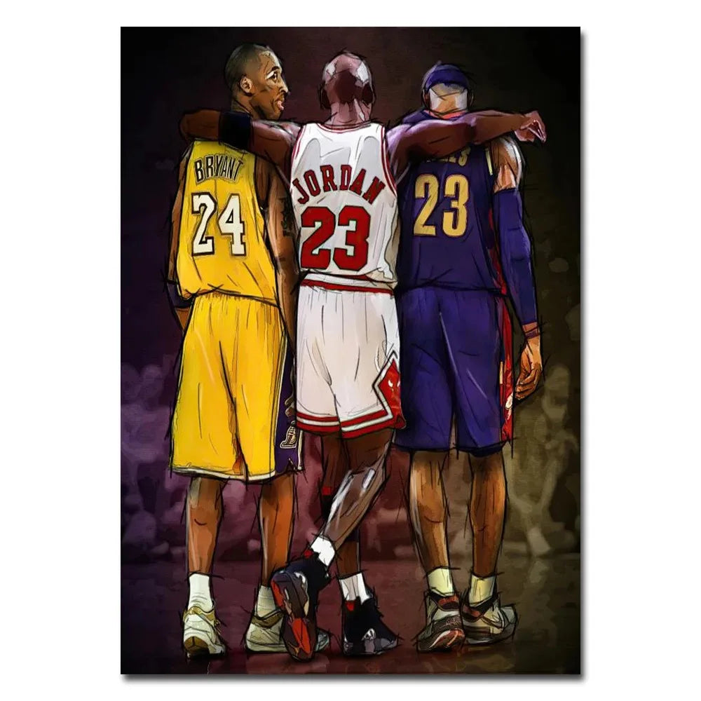 Famous Basketball Stars Wall Art Poster Abstract Graffiti Mural Modern Home Decor Canvas Painting Room Decorate Prints Pictures