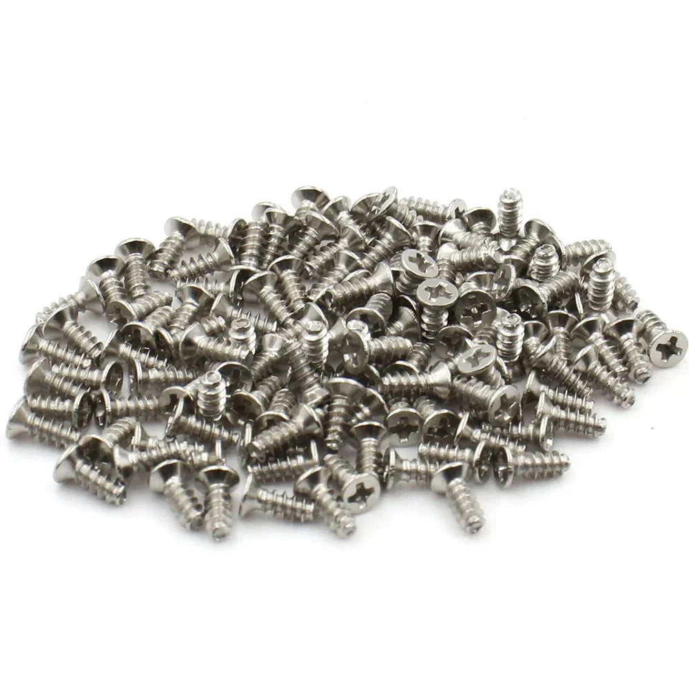 100pcs M1 M2 M2.6 M3 M4 M5 Nickel Plated Grade4.8 Carbon Steel Phillips Cross Recessed Countersunk Flat Head Self-tapping Screws