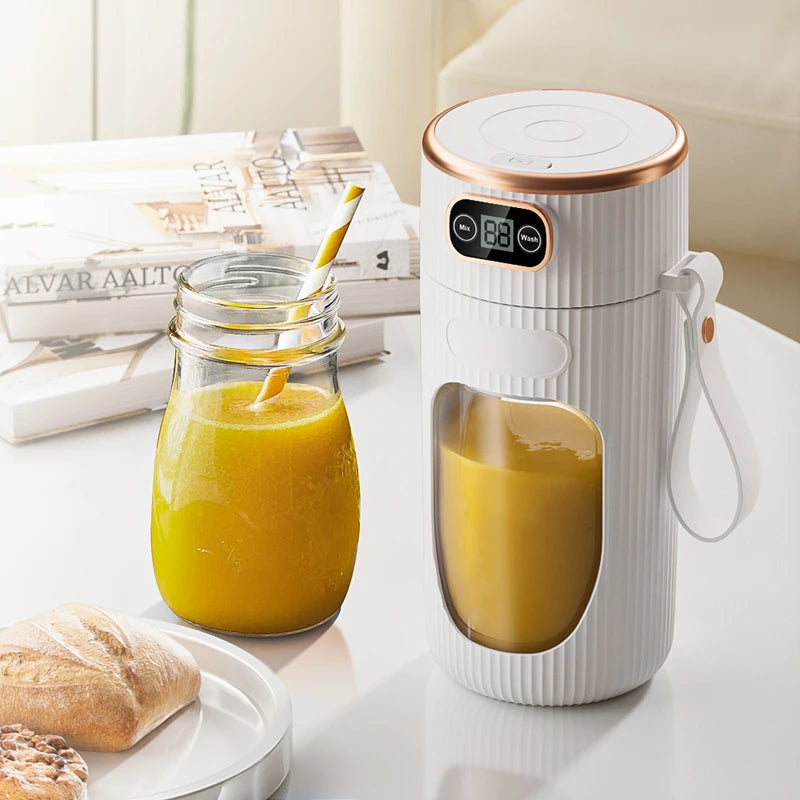 Electric Juicer 10 Blades Portable Blender LED Digital Display Small Juice Cup Rechargeable Wireless Household Milkshake Juice