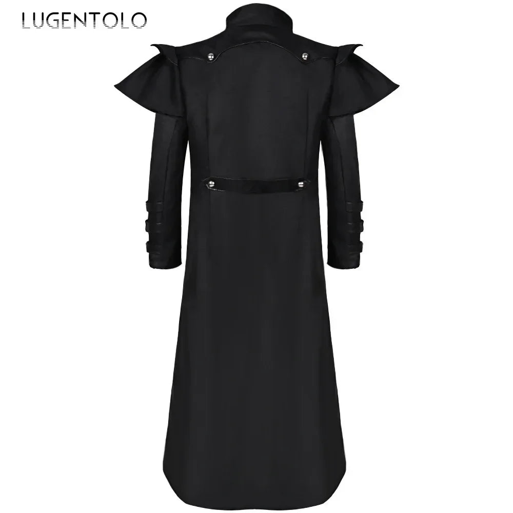 Men Medieval Gothic Trench Long Coats Court Costume Retro Casual Women Button Zipper Loose Party Bloodsucker Clothing