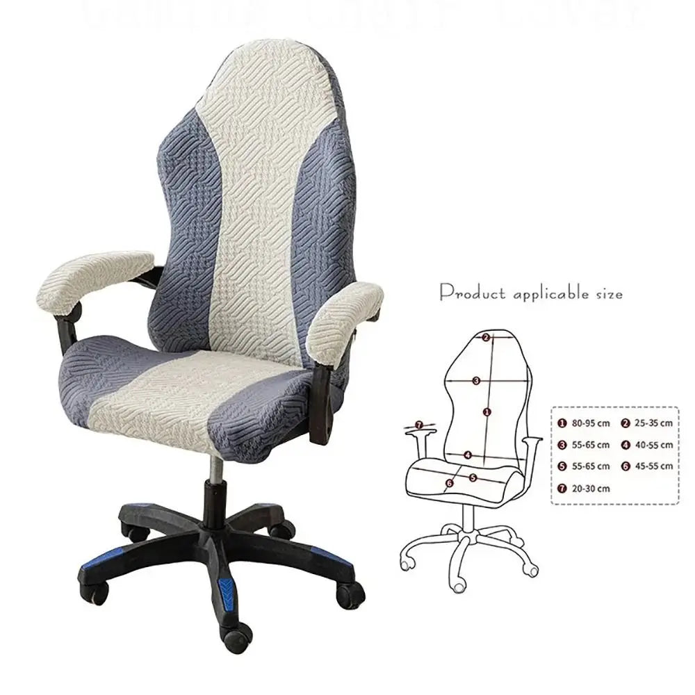 Office Computer Chair Cover Spliced Color Patchwork Elastic Fleece Jacquard Stretch Gaming Chair Cover With Armrest Cover