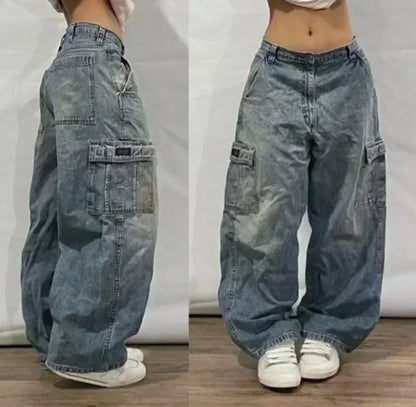 Street Y2K New Fashion Trend Clearance Spot Special Straight Jeans Women Harajuku Hip Hop Oversized Wide-leg Pants Unisex Jeans