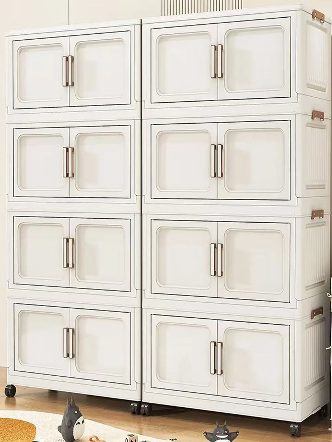 Folding Storage Cabinet with Drawers Home Organization Kitchen Bathroom Bedroom Multi-Functional Compact Closet Space Saver