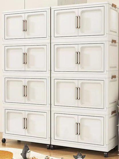 Folding Storage Cabinet with Drawers Home Organization Kitchen Bathroom Bedroom Multi-Functional Compact Closet Space Saver