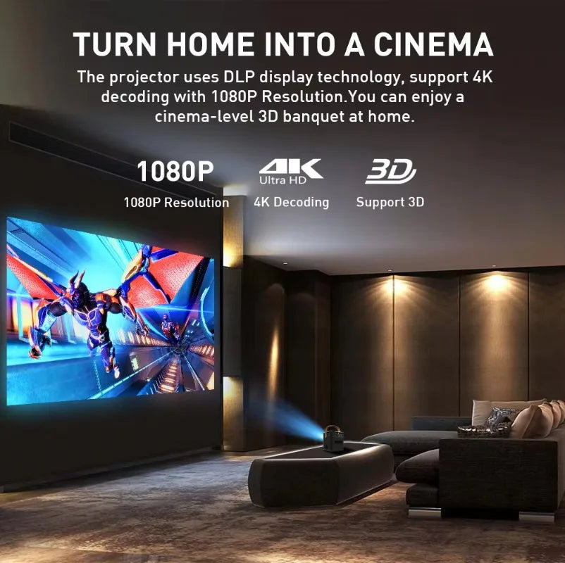 Salange Smart P12 Projector 1080P 4K Support Android Wifi Portable Projectors Beamer 3D DLP Projector Projecters