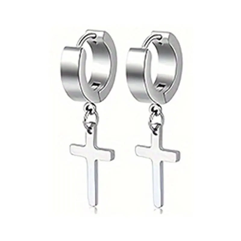21 pairs of men's stainless steel earrings, circular CZ earrings, hypoallergenic earrings, unisex perforated earrings