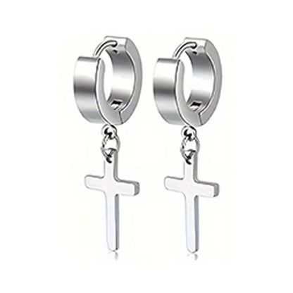21 pairs of men's stainless steel earrings, circular CZ earrings, hypoallergenic earrings, unisex perforated earrings