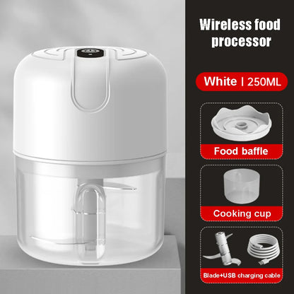 250ML Mini Electric Garlic Puree Machine Ginger Chili Chopper Onion Grinder Meat Grinder Kitchen Food Mixer for Efficient Cookin