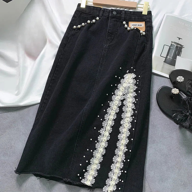 Woman Denim Skirt Korean Style Jeans Skirts For Women Zipper High Waist A Line Modest Fashion Stylish Offer Promotion Hot New In