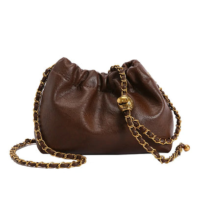Women's chain shoulder bag PU leather crossbody bag handbag all casual pleated vagabonds bag women's fashion purse