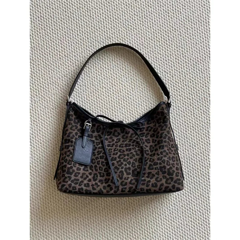 Korean Fashion Leopard Pattern Design Single Shoulder Bag American Sweet Cool Y2K Style Handbag Versatile Casual Underarm Bag