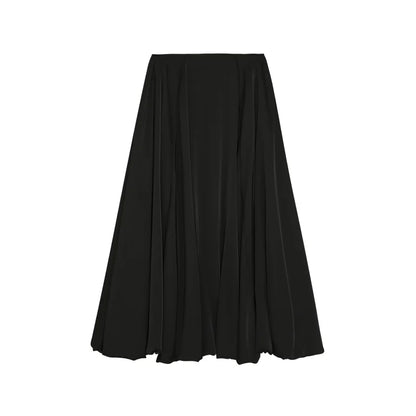 Balloon Skirt Long Women Satin Vintage Loose High Waist A-line Maxi Bubble Skirt Office Lady Elegant Female Y2K Streetwear