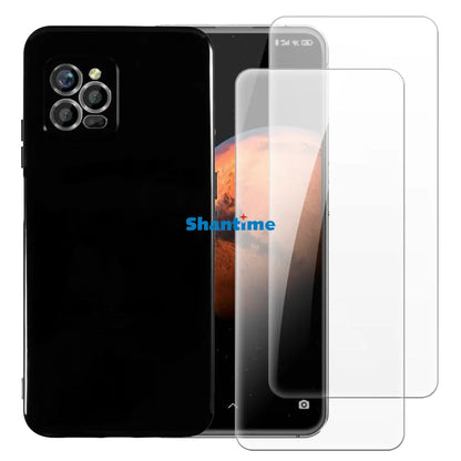 Soft Case + 2 Pack Tempered Glass Screen Protectors for Unihertz Luna Full-Body Protection