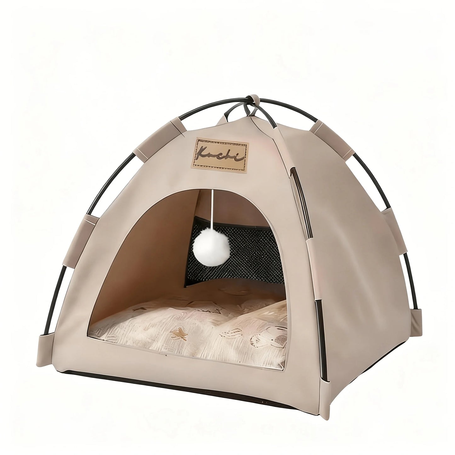 All-Weather Semi-Closed Pet Tent Bed Removable Cushion Portable Foldable Pet House for Indoor Outdoor Travel Camping