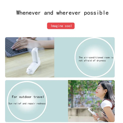 Portable Fan 2000mAh USB Rechargeable 3 Speed Mini Handheld Foldable Fan Hand Held Small Pocket Travel Fan with Handy Power Bank