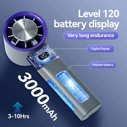 Mini Handheld Fan 120 Speed Portable Bladeless Desktop Fans Rechargeable Instant Cooling With Ice Mode For Men Women New