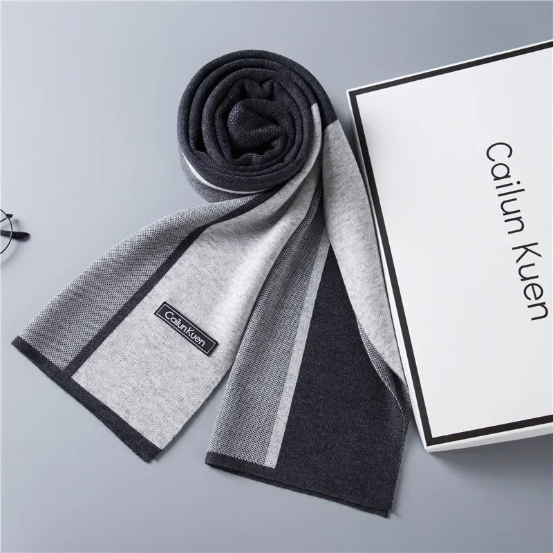 High Quality Wool Men Scarf Autumn Winter Classic Business Thermal Muffler Male Soft Korean Version Long Thick Warm Shawl No Box