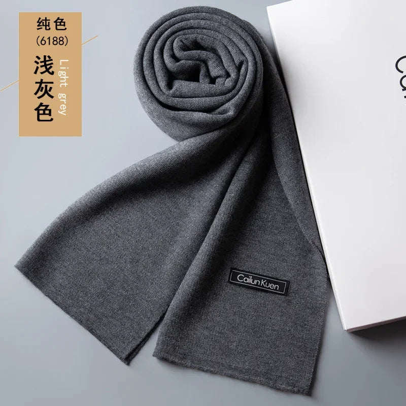 High Quality Wool Men Scarf Autumn Winter Classic Business Thermal Muffler Male Soft Korean Version Long Thick Warm Shawl No Box