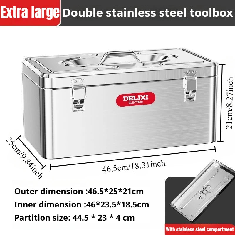 Multifunctional Tool Case Stainless Steel Electronic Toolbox Organization of Tools Suitcase Portable Waterproof Large Hard Case